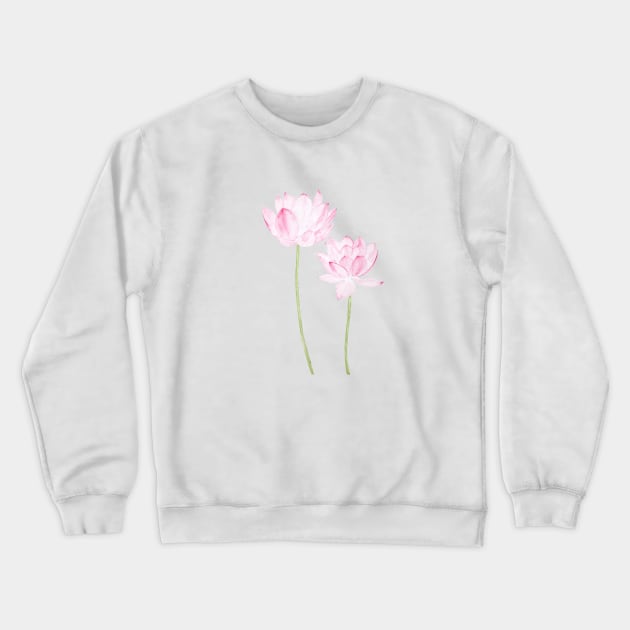 two pink lotus flowers watercolor Crewneck Sweatshirt by colorandcolor